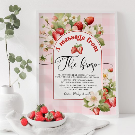Strawberry baby shower bericht van de bump poster