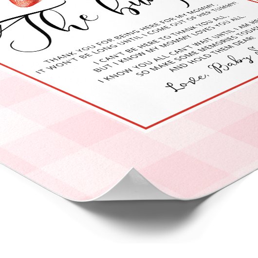 Strawberry baby shower bericht van de bump poster (Hoek)