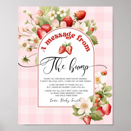 Strawberry baby shower bericht van de bump poster (Voorkant)