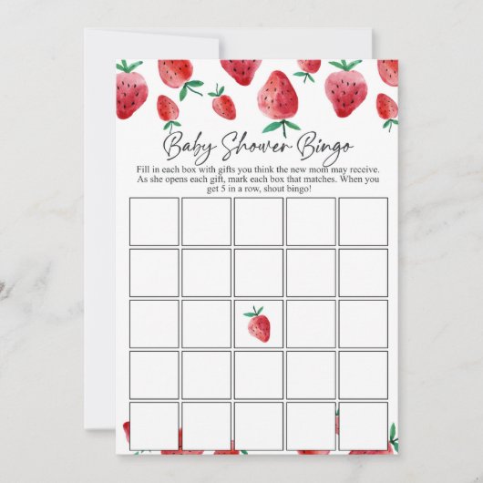 Strawberry baby shower bingo spelkaart kaart (Voorkant)