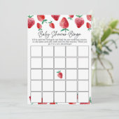 Strawberry baby shower bingo spelkaart kaart (Staand voorkant)