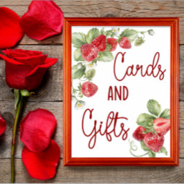 Strawberry | Baby Shower Cards & Gifts Sign Poster