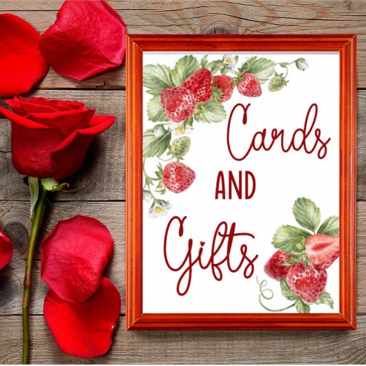 Strawberry | Baby Shower Cards & Gifts Sign Poster