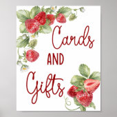 Strawberry | Baby Shower Cards & Gifts Sign Poster (Voorkant)