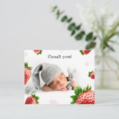 Strawberry Baby Shower - Dankkaart RSVP Kaartje (Staand voorkant)