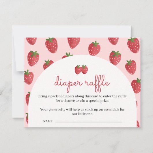Strawberry Baby Shower Diaper Raffle Card (Voorkant)