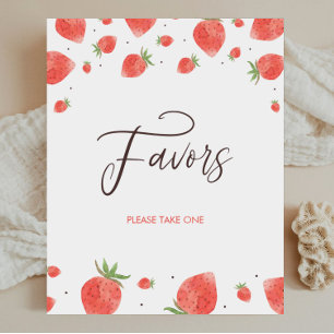 Strawberry Baby shower Favors Sign Poster