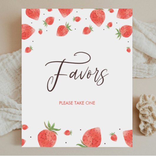 Strawberry Baby shower Favors Sign Poster