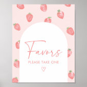 Strawberry Baby shower Favors Sign Poster (Voorkant)