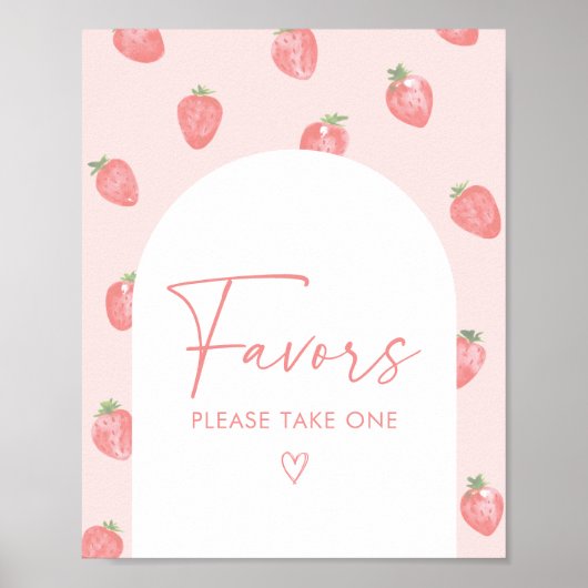Strawberry Baby shower Favors Sign Poster (Voorkant)