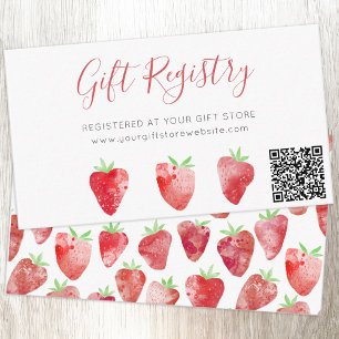 Strawberry Baby shower Gift Registry QR Code Informatiekaartje