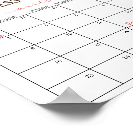 Strawberry Baby shower Guess Due Date Calendar Poster (Hoek)