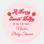 Strawberry Baby shower gunst Ronde Sticker (Voorkant)
