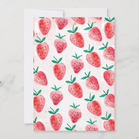 Strawberry Baby Shower Invitation  Kaart (Achterkant)