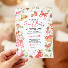 Strawberry Baby Shower Invite Berry Sweet Baby Kaart