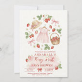 Strawberry baby shower Invite First Berry Sweet Kaart (Voorkant)