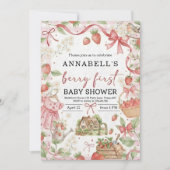 Strawberry baby shower Invite First Berry Sweet Kaart (Voorkant)