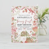 Strawberry baby shower Invite First Berry Sweet Kaart (Staand voorkant)