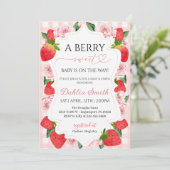 Strawberry baby shower kaart (Staand voorkant)