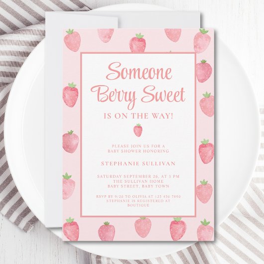 Strawberry Baby Shower Kaart