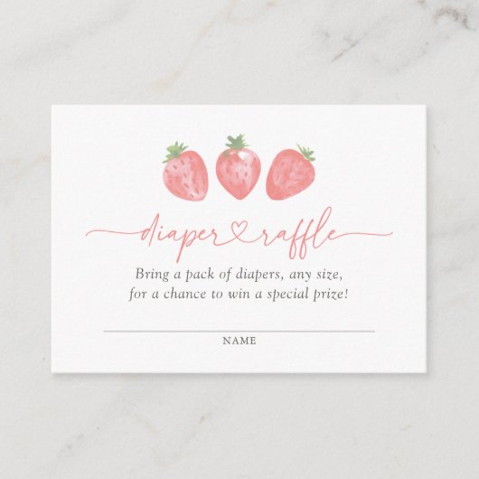 Strawberry Baby shower Luier Raffle Ticket Informatiekaartje (Voorkant)