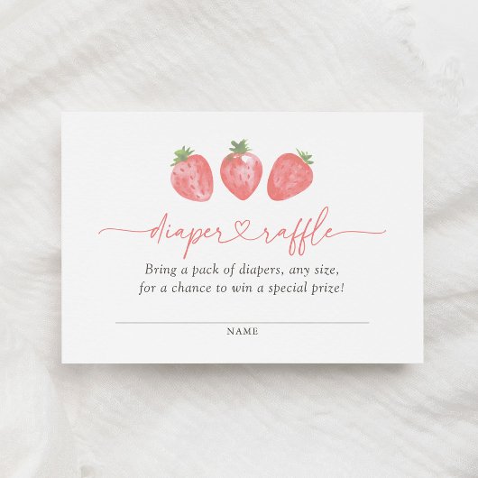 Strawberry Baby shower Luier Raffle Ticket Informatiekaartje