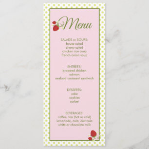 Strawberry Baby shower Menu Kaart