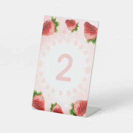 Strawberry Baby shower Tafelnummer Reclamebord Met Voetstuk