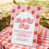 Strawberry Baby shower thema Zeg geen Baby Spel Reclamebord Met Voetstuk