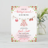 Strawberry Baby shower Uitnodiging (Staand voorkant)