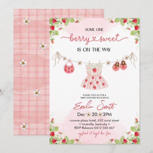 Strawberry Baby shower Uitnodiging (Voorkant / Achterkant)