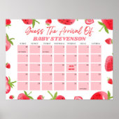 Strawberry Baby shower vervaldatum kalenderteken Poster (Voorkant)