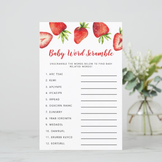 Strawberry Baby Word Scramble Game (Staand voorkant)