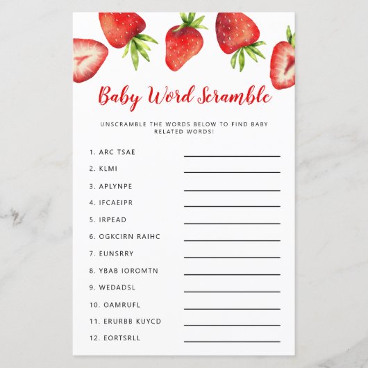 Strawberry Baby Word Scramble Game (Voorkant)