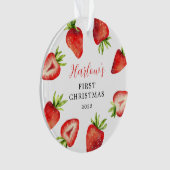 Strawberry Baby's eerste Kerstmis Ornament (voorkant)