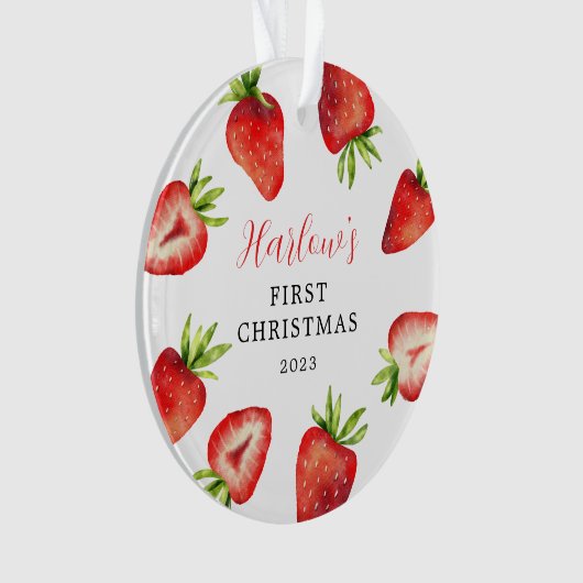 Strawberry Baby's eerste Kerstmis Ornament (voorkant)