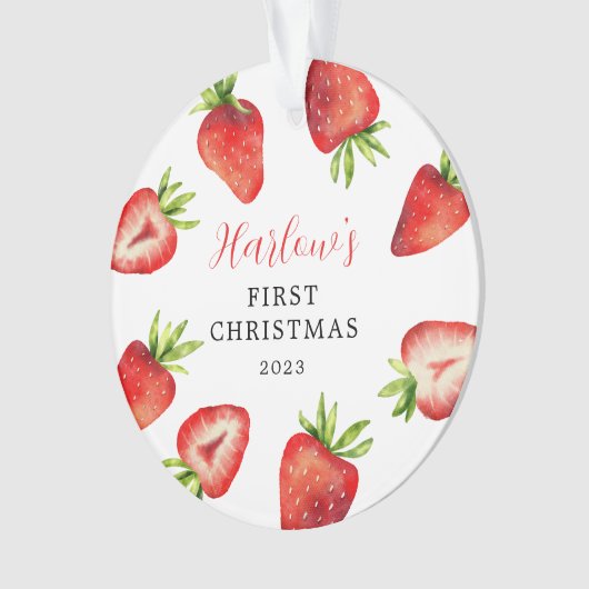 Strawberry Baby's eerste Kerstmis Ornament (voorkant)