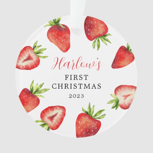 Strawberry Baby's eerste Kerstmis Ornament (voorkant)