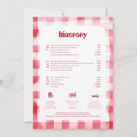 Strawberry Bachelorette Routebeschrijving Weekendt Kaart (Achterkant)