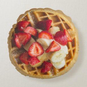 Strawberry Banana Waffle Rond Sierkussen Rond Kussen