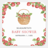 Strawberry Basket Berry Sweet Baby Shower Vierkante Sticker (Voorkant)