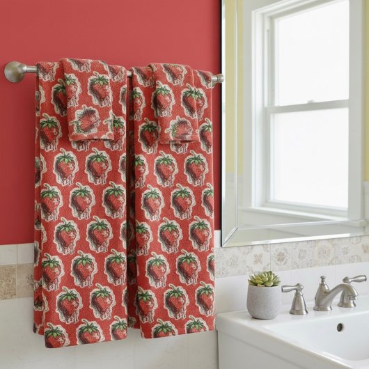 Strawberry Bath Towel Set Bad Handdoek
