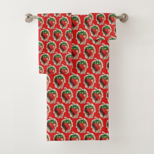 Strawberry Bath Towel Set Bad Handdoek (Insitu)