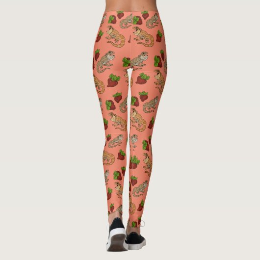 Strawberry Beardie Dragon Pattern Leggings (Achterkant)