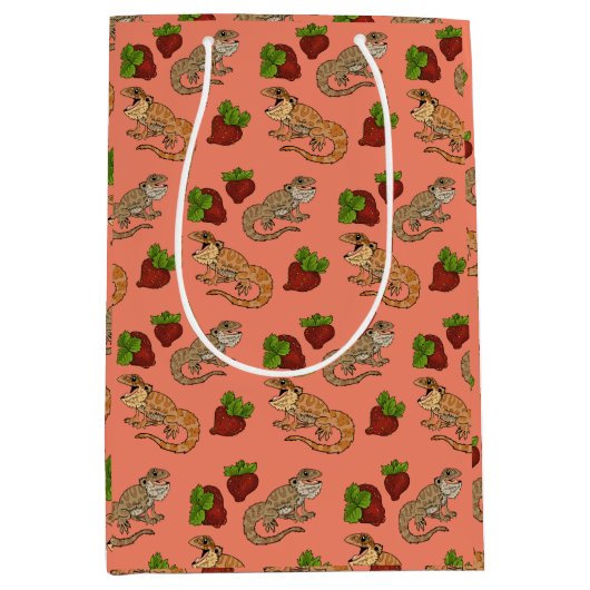 Strawberry Beardie Dragon Pattern Medium Cadeauzakje (Voorkant)