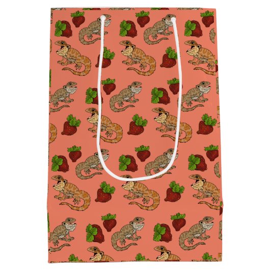 Strawberry Beardie Dragon Pattern Medium Cadeauzakje (Achterkant)
