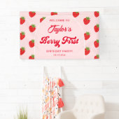 Strawberry Berry 1e verjaardagsfeestje welkom Spandoek (Insitu)