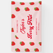 Strawberry Berry 1e verjaardagsfeestje welkom Spandoek (Verticaal)