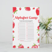 Strawberry Berry Alphabet Baby shower spel Briefpapier (Staand voorkant)