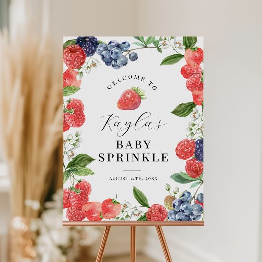 Strawberry Berry Baby Sprinkle Welcome Sign Poster